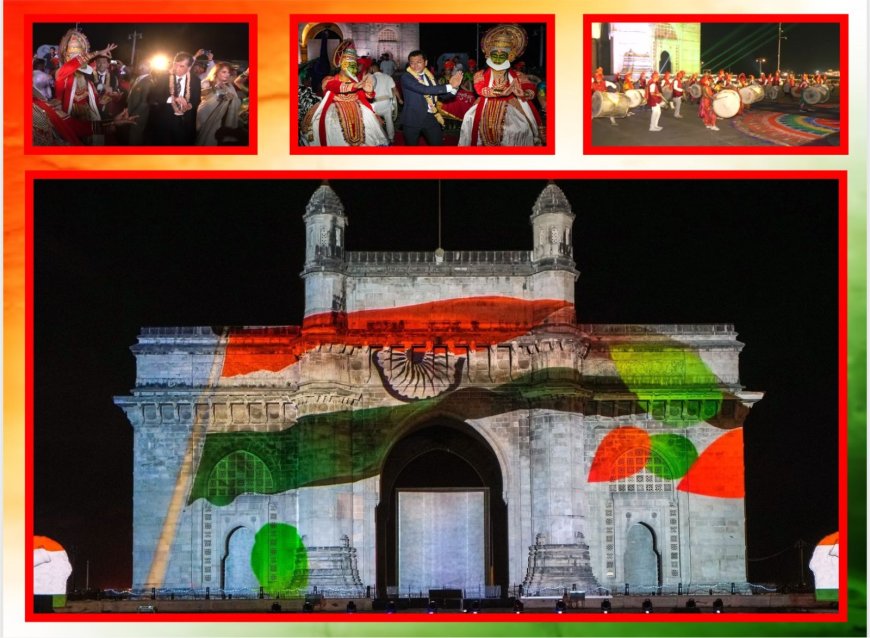 G20 delegates enjoy the cultural, digital sound and light show at Gateway of India